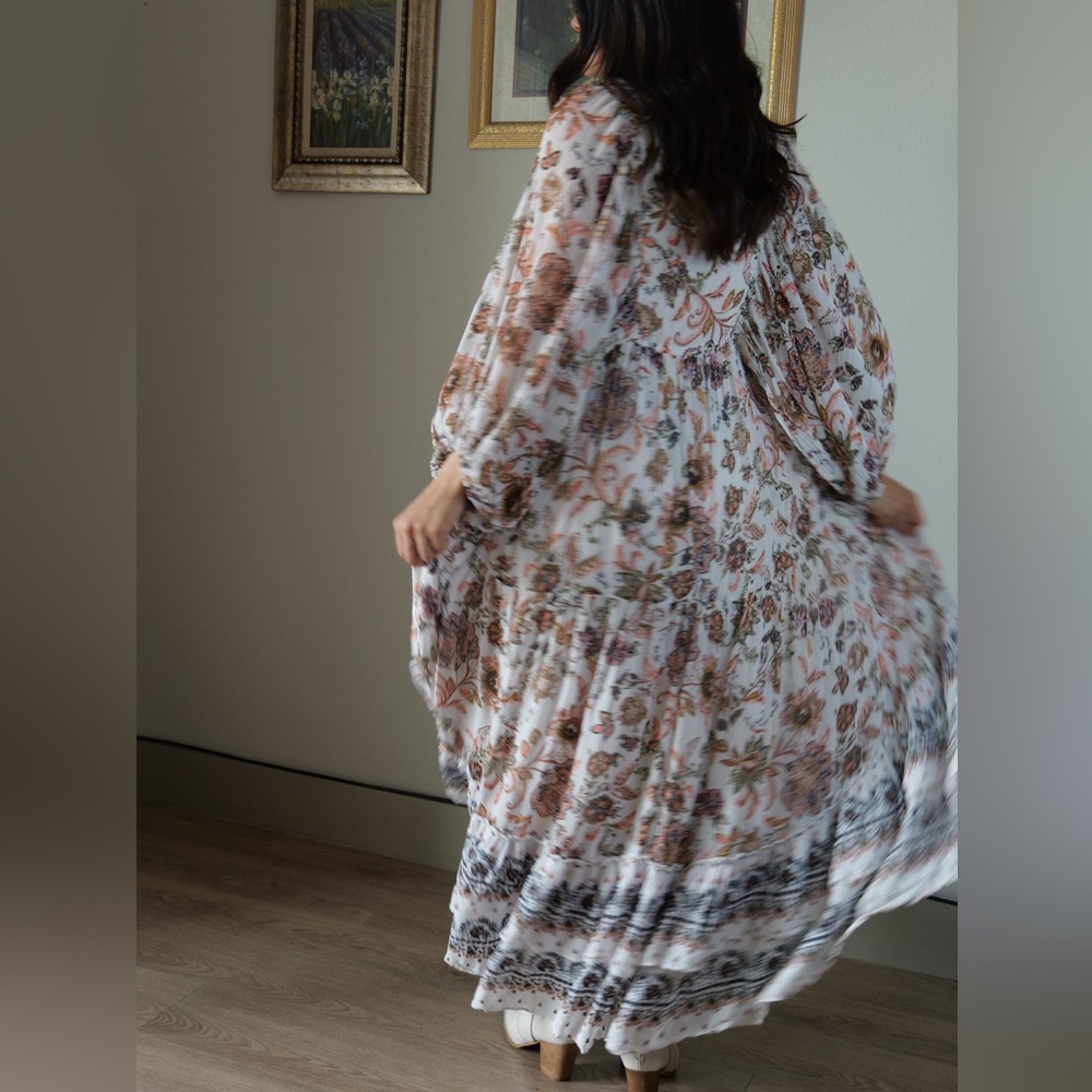Anthropologie V-Neck Long-Sleeve Floral Tiered Maxi Dress - Picture 5 of 6